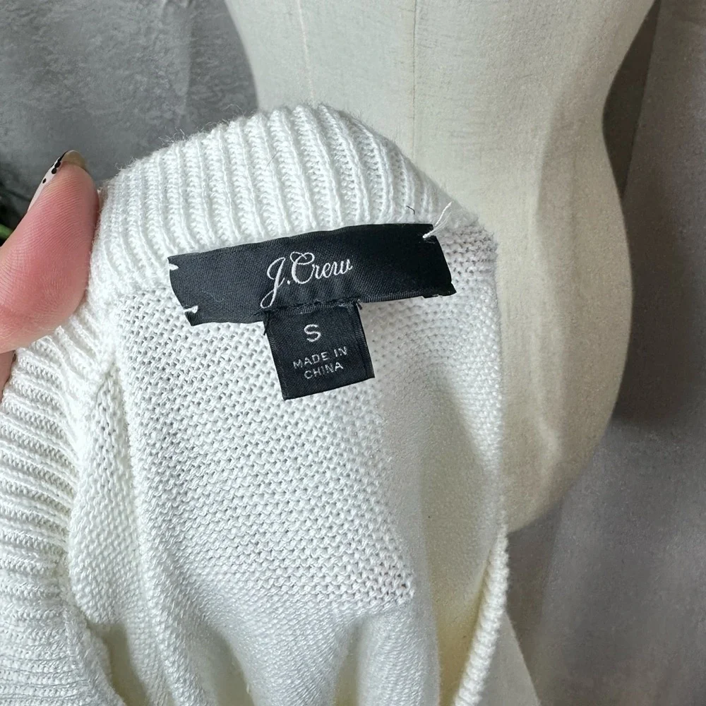 NEW J.Crew Women’s Crewneck Knit Flare Sleeve Sweater in White Sz Small